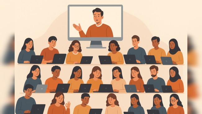 Ilustrasi mahasiswa belajar daring. [Instagram]